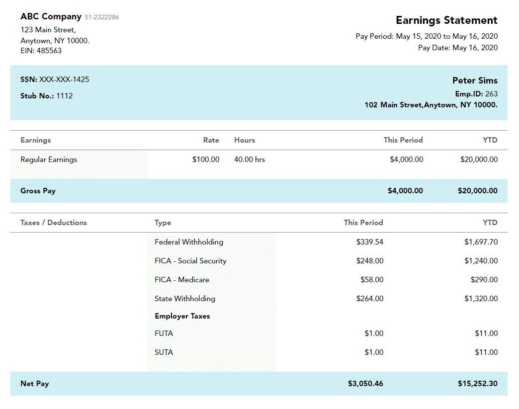 Free Murray paystub template